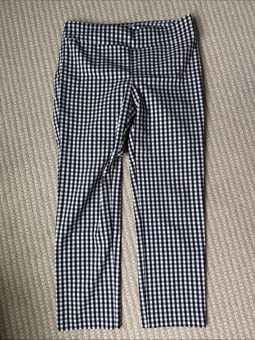 J. McLaughlin Navy Blue/White Gingham women’s pull on pants Size 10